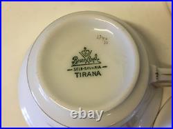 Vintage Antique Rosenthal German Porcelain Set 6 Tirana Pattern Cups & Saucers