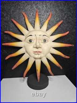 Vintage/Antique Tin Double Sided Sun With Face Sign Psychic Occult German Vintage/Antique Tin Double Sided Sun With Face Sign Psychic Occult German