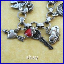 Vintage Antique Valentine Heart Charm Bracelet German Silver Enamel Cupids Love Vintage Antique Valentine Heart Charm Bracelet German Silver Enamel Cupids Love