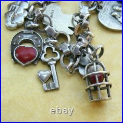 Vintage Antique Valentine Heart Charm Bracelet German Silver Enamel Cupids Love Vintage Antique Valentine Heart Charm Bracelet German Silver Enamel Cupids Love