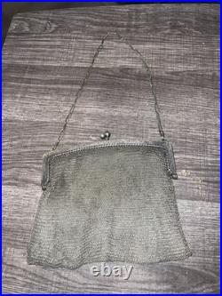 Vintage Antique Victorian German Silver Mesh Purse/ Handbag With Chain 6 Wide Vintage Antique Victorian German Silver Mesh Purse/ Handbag With Chain 6 Wide