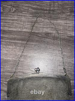 Vintage Antique Victorian German Silver Mesh Purse/ Handbag With Chain 6 Wide Vintage Antique Victorian German Silver Mesh Purse/ Handbag With Chain 6 Wide