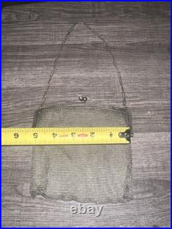 Vintage Antique Victorian German Silver Mesh Purse/ Handbag With Chain 6 Wide Vintage Antique Victorian German Silver Mesh Purse/ Handbag With Chain 6 Wide
