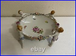 Vintage Antique Von Schierholz German Porcelain Bowl with Children & Floral Dec