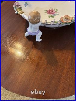 Vintage Antique Von Schierholz German Porcelain Bowl with Floral Decorations