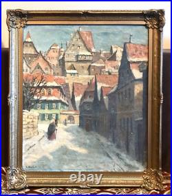 Vintage Antique Willy Schaller (German, b. 1889) Painting Oil/Canvas Framed Old