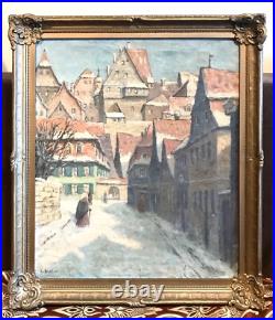 Vintage Antique Willy Schaller (German, b. 1889) Painting Oil/Canvas Framed Old