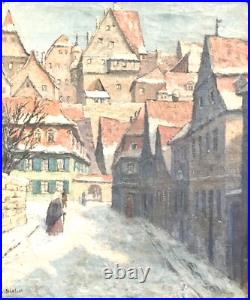 Vintage Antique Willy Schaller (German, b. 1889) Painting Oil/Canvas Framed Old