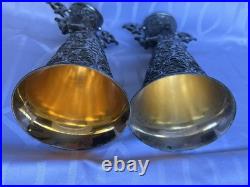 Vintage Antique Woman Figural Wedding Cup German Silver Plate Bride Groom Pair