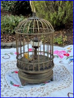 Vintage Automaton Bird in birdcage Clock German Clockwork antique working German