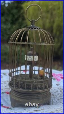 Vintage Automaton Bird in birdcage Clock German Clockwork antique working German