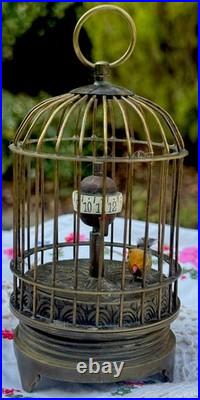 Vintage Automaton Bird in birdcage Clock German Clockwork antique working German