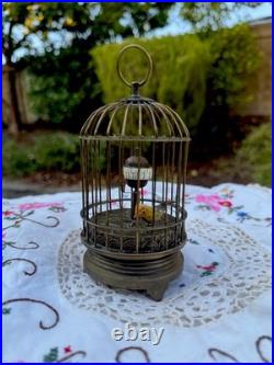 Vintage Automaton Bird in birdcage Clock German Clockwork antique working German