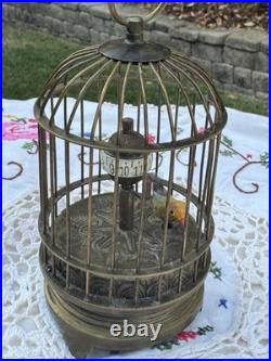 Vintage Automaton Bird in birdcage Clock German Clockwork antique working German