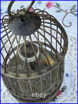 Vintage Automaton Bird in birdcage Clock German Clockwork antique working German