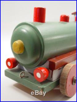 Vintage BAUHAUS xx large wood toy LOCOMOTIVE railroad train 27lbs antique German