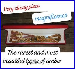 Vintage Baltic amber old German antique rosary 24 G With beautiful engravings