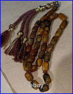 Vintage Baltic amber old German antique rosary 24 G With beautiful engravings