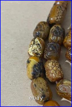 Vintage Baltic amber old German antique rosary 24 G With beautiful engravings Vintage Baltic amber old German antique rosary 24 G With beautiful engravings
