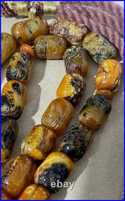 Vintage Baltic amber old German antique rosary 24 G With beautiful engravings