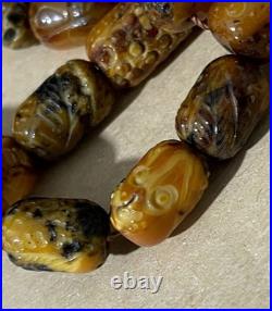 Vintage Baltic amber old German antique rosary 24 G With beautiful engravings