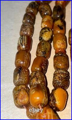 Vintage Baltic amber old German antique rosary 24 G With beautiful engravings