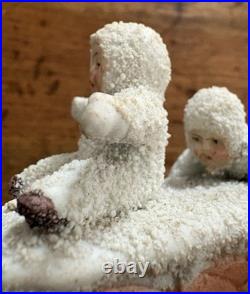 Vintage Bisque German Snow Babies Sliding Down Chimney