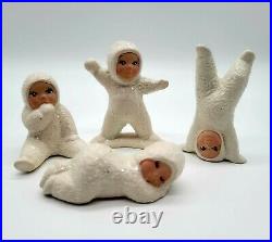 Vintage Bisque Snowbabies Figurines German Porcelain Miniature