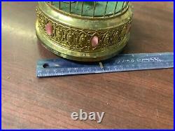 Vintage Bronze West German Music Box, Bird Cage with Animated Singing Birds Vintage Bronze West German Music Box, Bird Cage with Animated Singing Birds
