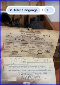 Vintage C. Plath Hamburg Marine Sextant German World War 2 with Paperwork CV JD Vintage C. Plath Hamburg Marine Sextant German World War 2 with Paperwork CV JD