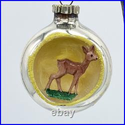 Vintage Christmas Ornament Diorama Set of 12 Reindeer Deer Signed West Germany