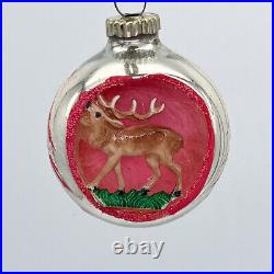 Vintage Christmas Ornament Diorama Set of 12 Reindeer Deer Signed West Germany