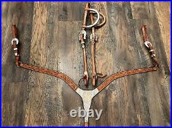 Vintage Circle Y German Silver Tooled Show Tack Set Headstall Breast Collar