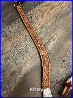 Vintage Circle Y German Silver Tooled Show Tack Set Headstall Breast Collar