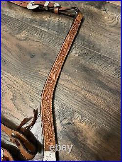 Vintage Circle Y German Silver Tooled Show Tack Set Headstall Breast Collar