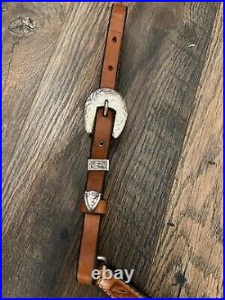 Vintage Circle Y German Silver Tooled Show Tack Set Headstall Breast Collar