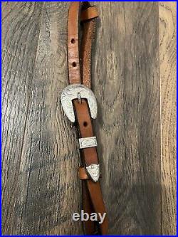 Vintage Circle Y German Silver Tooled Show Tack Set Headstall Breast Collar