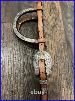 Vintage Circle Y German Silver Tooled Show Tack Set Headstall Breast Collar