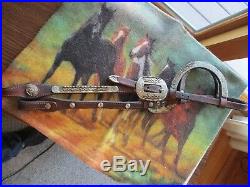 Vintage Circle Y Western Show Headstall Bridle Brown German Silver 2 ear horse