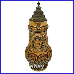 Vintage Dumler & Breiden 353 German Beer Stein Tyrolean Heads Pewter Lid Antique Vintage Dumler & Breiden 353 German Beer Stein Tyrolean Heads Pewter Lid Antique