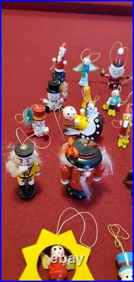 Vintage Erzgebirge German Lot of 33 Wooden Hand Painted Christmas Ornaments