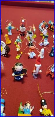 Vintage Erzgebirge German Lot of 33 Wooden Hand Painted Christmas Ornaments