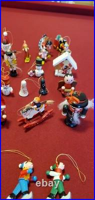 Vintage Erzgebirge German Lot of 33 Wooden Hand Painted Christmas Ornaments