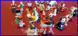 Vintage Erzgebirge German Lot of 33 Wooden Hand Painted Christmas Ornaments