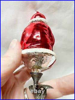 Vintage GERMAN BLOWN GLASS SANTA FATHER CHRISTMAS ORNAMENT ON A CLIP (9) Mercury