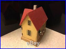 Vintage GOTTSCHALK 1920s German Dollhouse Original Red Roof 1-Room Tiny Cottage
