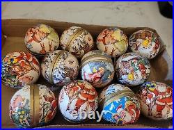 Vintage German 1950's Paper Mache Christmas Ornament Candy Holder Lot Of 12 Rare