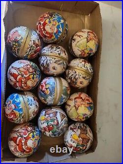Vintage German 1950's Paper Mache Christmas Ornament Candy Holder Lot Of 12 Rare
