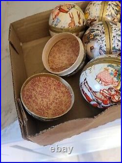 Vintage German 1950's Paper Mache Christmas Ornament Candy Holder Lot Of 12 Rare