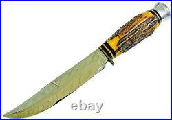 Vintage German 9 Bowie Knife ENCO Solingen Germany Antique Stag Handle KNIVES